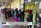 Elecciones 2021: actas electorales de Los Ángeles y Nueva York llegaron al Perú