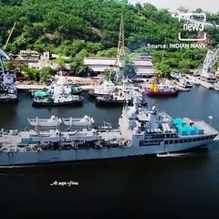 INS Airavat arrives at Visakhapatnam with COVID relief Material under Operation Samudra Setu-II