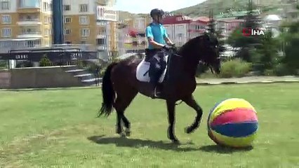 Top oynayan at görenleri şaşırtıyor