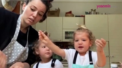 Pelin Akil'in ikiz kızlarıyla başı dertte! Video çekerken...