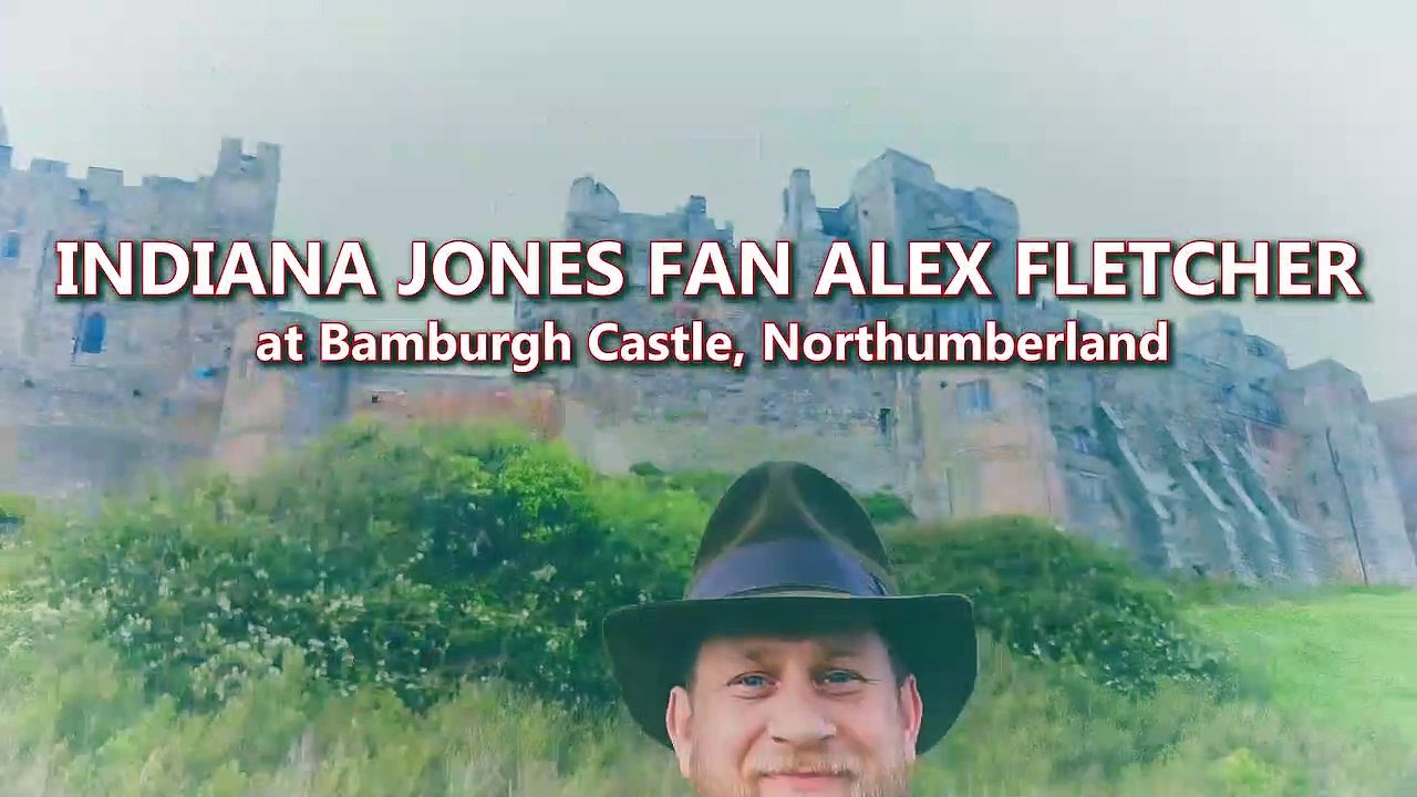 Indiana Jones fan Alex Fletcher at Bamburgh Castle
