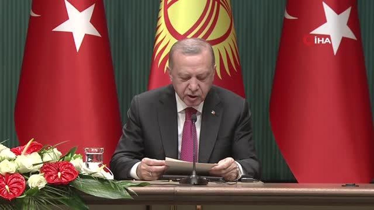 Cumhurbaşkanı Erdoğan, Kırgız mevkidaşı Caparov ile ortak basın toplantısı düzenledi