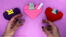 How To Make Origami Heart [Origami Heart Pocket With Origami Cat, Rabbit And Pikachu]