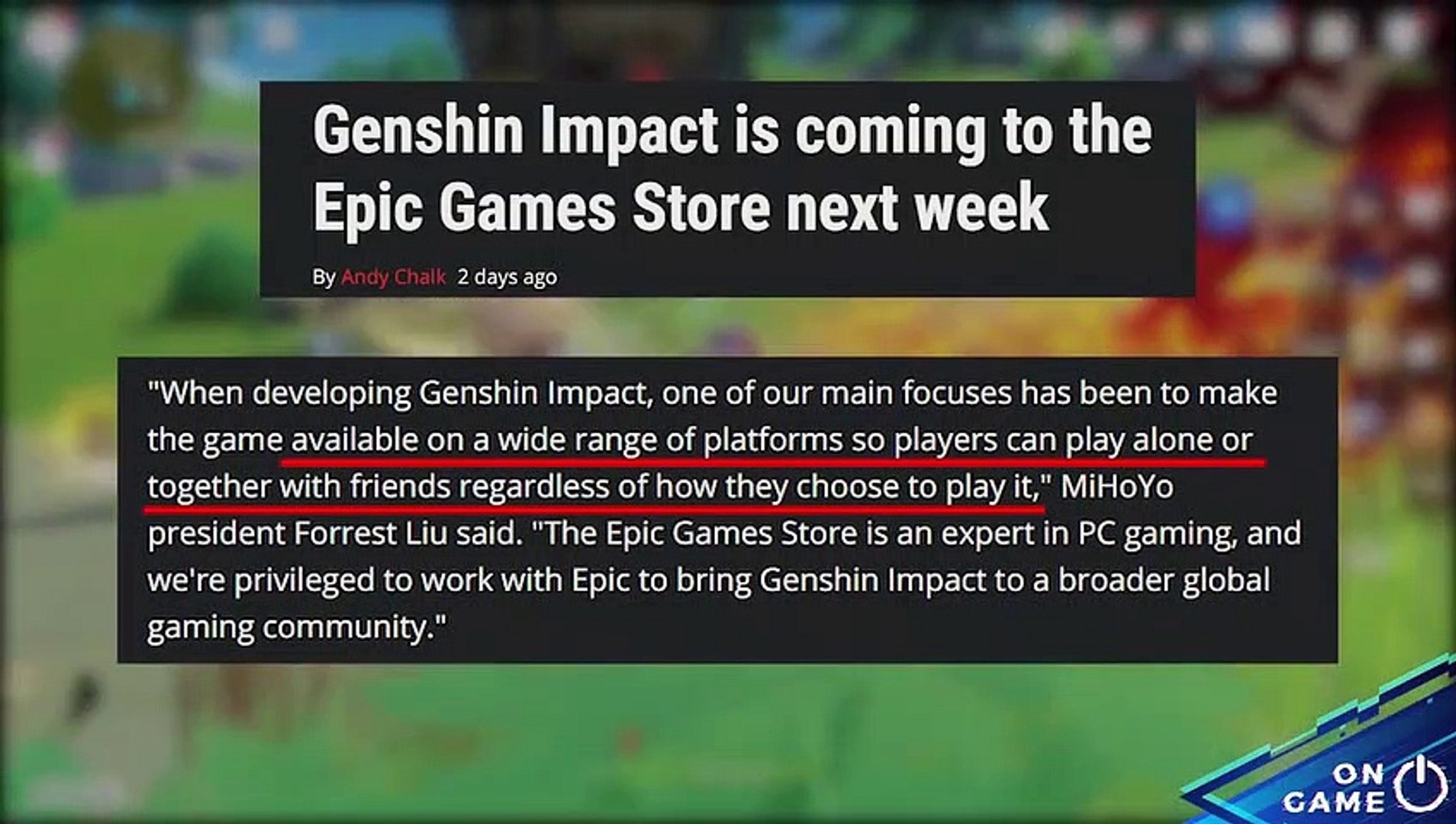 Genshin Impact Coming To Epic Games Store! (Free Primogems Gift
