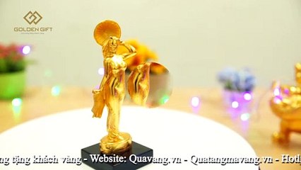 Tượng cô gái mặc áo dài Việt Nam mạ vàng 24K - Golden Gift Việt Nam