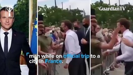 Moment French president Emmanuel Macron got slapped