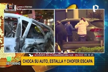 Auto estalla al chocar con tráiler en la Panamericana Sur y chofer escapa