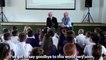 101-year-old veteran Len Gibson speaks at Hasting Hill Academy