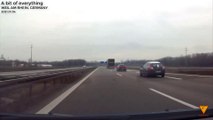Ice flying from a truck hits my car on German Autobahn. 2021.01.04 — WEIL AM RHEIN, GERMANY
