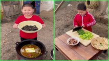 Simple life & full love , Little Boy cooking food 조리 クック For grandparents