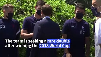 Macron visits French training ground to encourage Les Bleus ahead of Euro