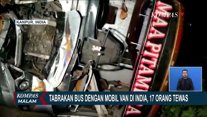 Tabrakan Maut Bus dan Mobil Van di Kanpur India, 17 Orang Tewas