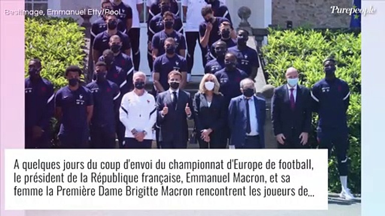 Brigitte et Emmanuel Macron à Clairefontaine : avant l'Euro 2021, joyeuses retrouvailles avec les Bleus