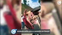 Acidente entre carro e caminhão em Guaçuí