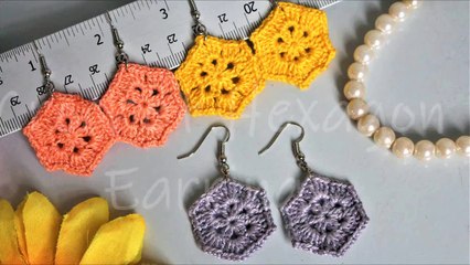 Easy Crochet | Crochet Hexagon Earrings | Diy Earrings
