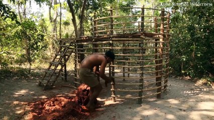 Building Amazing Red House & Beautiful Swimming Pool connect with Waterfall from Mountain