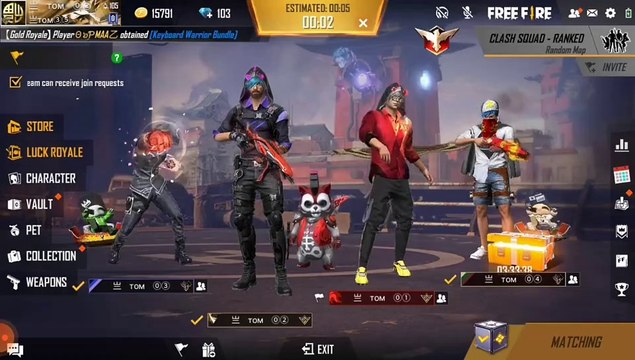 Garena Free fire game play | Tom gamers | Clash squad ranked