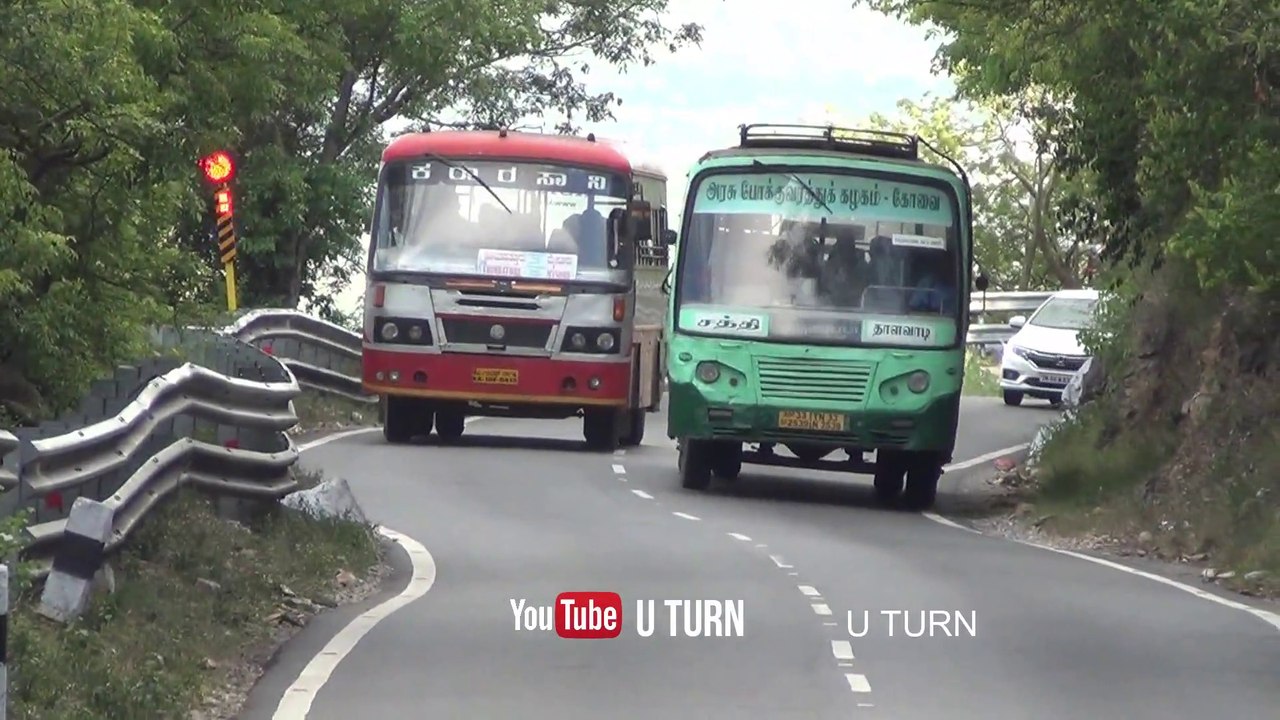 KSRTC Vs TNSTC Bus DRIVING AT HILL DANGEROUS ROAD
