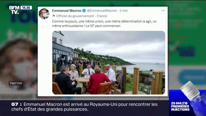Royaume-Uni: pour Emmanuel Macron, le sommet du G7 s'ouvre avec un déjeuner 100% européen au bord de l'eau
