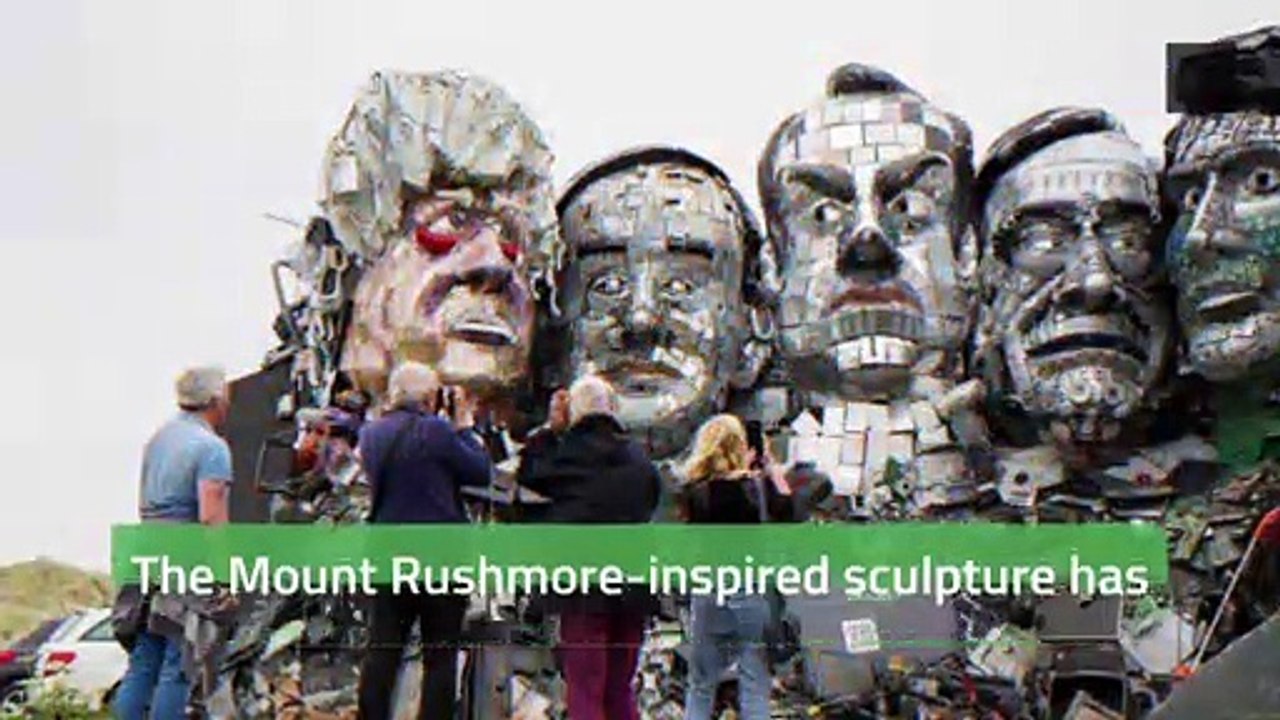 'Mount Recyclemore' Sculpture Created Ahead of G7 Summit