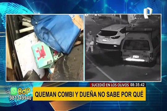 Los Olivos: incendian combi y dueña no sabe por qué