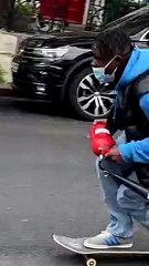 Speed Skateboarding with Fire Extinguisher