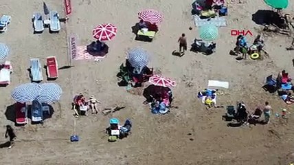 Şile plajlarındaki yoğunluk havadan görüntülendi