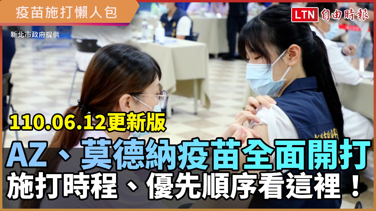 【110.06.12更新】AZ、莫德納疫苗全面開打 施打時程、優先順序看這裡！