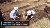 İzmir'deki Metropolis Antik Kenti'nde 1800 yıllık kadın heykeli bulundu