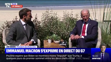 "Nous avons besoin de coopération": Emmanuel Macron s'exprime en direct du G7 aux côtés de Joe Biden