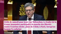 Jean-Luc Mélenchon enfariné pendant une manifestation contre l'extrême-droite