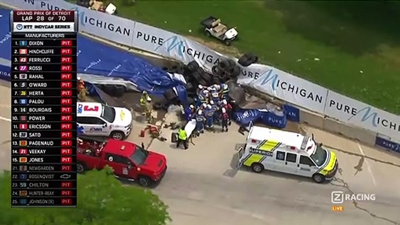 Indycar Detroit 2021 Race 1 Rosenqvist Huge Crash Red Flag