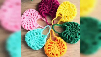 Mini Bolsa Tejida A Crochet Para Souvenir Bautizo, Xv Años, Boda También Para Barbie