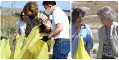 La Reina Sofía se parte el lomo recogiendo basura en el campo