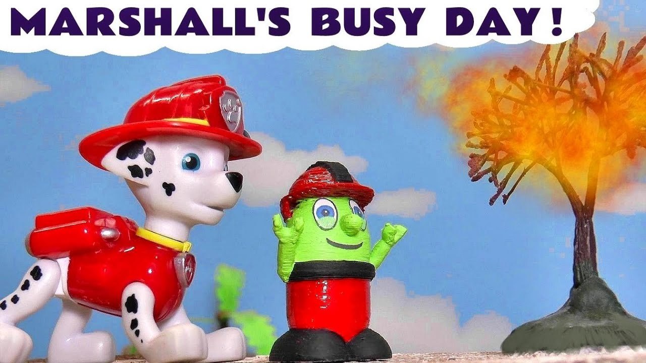 Paw Patrol Mighty Pups Charged Up Marshall has a busy day with Thomas and Friends and the Funlings in this Family Friendly Toy Episode Stop Motion Paw Patrol Story for Kids from Kid Friendly Family Channel Toy Trains 4U
