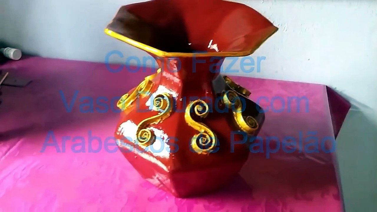 How to Make a Beautiful Golden Vase with Cardboard Arabesques