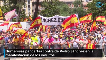 Numerosas pancartas contra Pedro Sánchez en la manifestación de los indultos