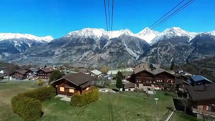 ★ 4K Unterbäch - Raron cable car ride [04.2021] Wallis, Switzerland