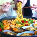 Asmr Mukbang spicy noodles eating sounds