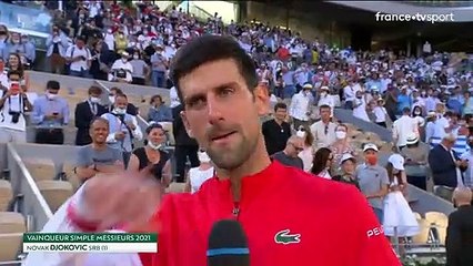 VIDÉO. Roland-Garros 2021 : "un rêve qui se réalise" affirme Novak Djokovic après son titre à Paris