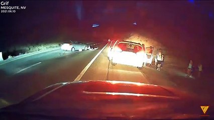 Semi crashes into car 2021.06.10 — MESQUITE, NV