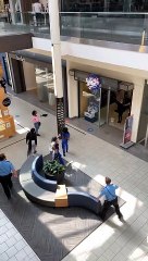 Man Casually Strolls Past Woman Pointing Gun Inside Mall