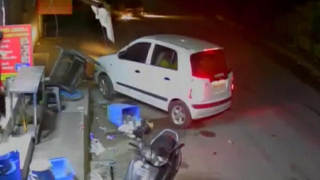 Caught on camera: Speeding Car rams into parked vehicle
