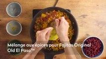 Fajitas épicé au chorizo, poivron, haricots rouges et fromage