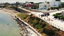 Trani: le riprese aeree dei lavori per il percorso pedonale della spiaggia di Matinelle