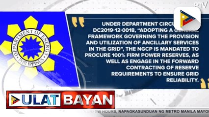 DOE, ipinaalala sa ngcp na gawin ang obligasyon para mapatatag ang reserbang kuryente ng bansa