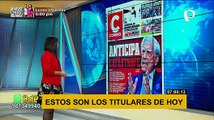 Pamela Acosta lee las portadas de los periodicos en Buenos dias Peru - lunes 14 de junio
