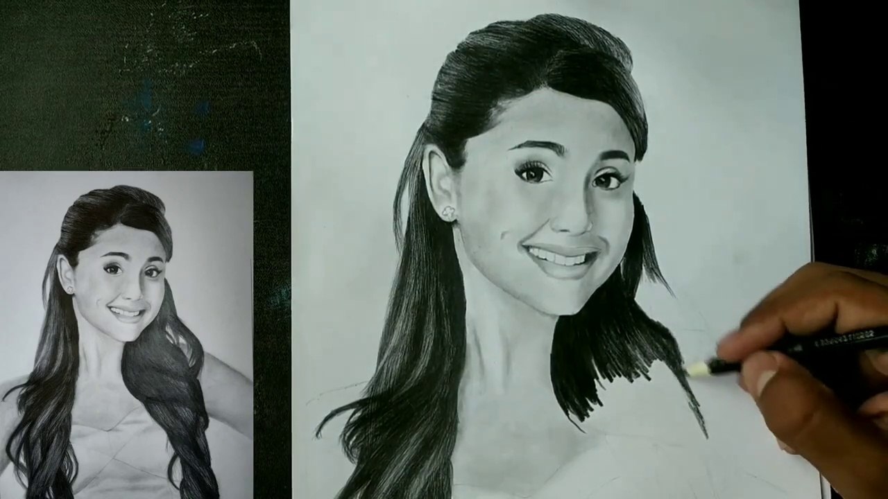 How to draw Ariana Grande portrait for beginners __ Drawing Ariana Grande.