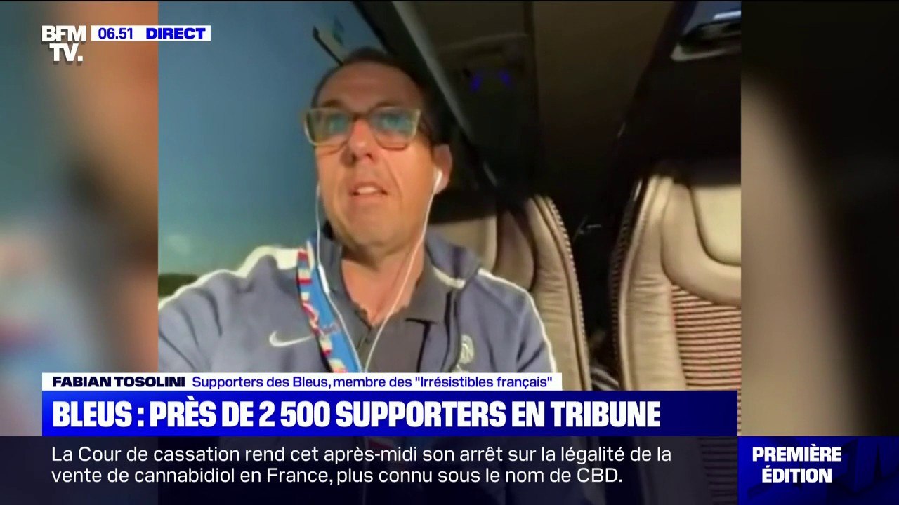 France-Allemagne: la joie d'un fervent supporter des Bleus en route pour Munich