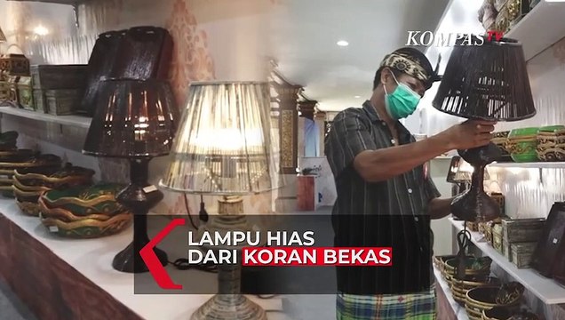 Kreasi Tempat Lampu Hias dari Koran Bekas